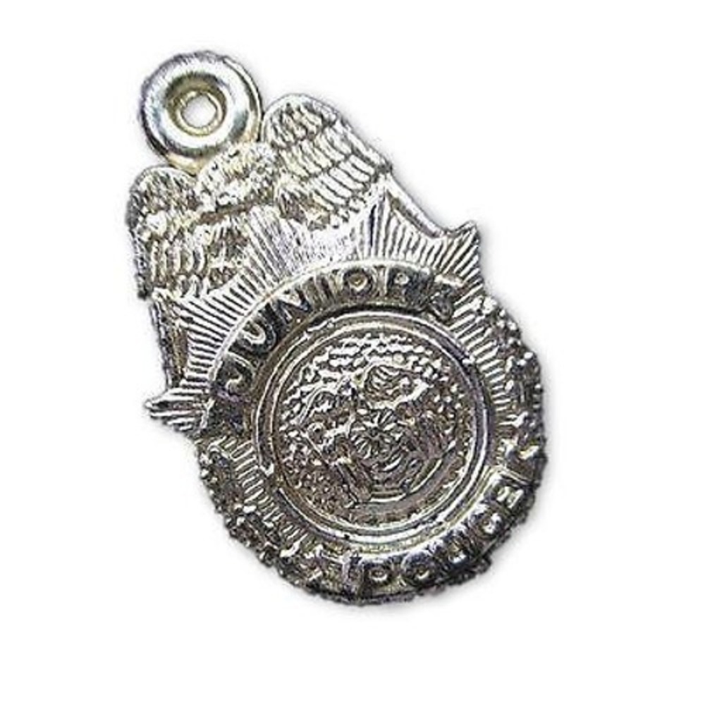 Vintage‎ Junior Police Plastic Gold Tone Badge Charm Pendant *1-1/8" Tall